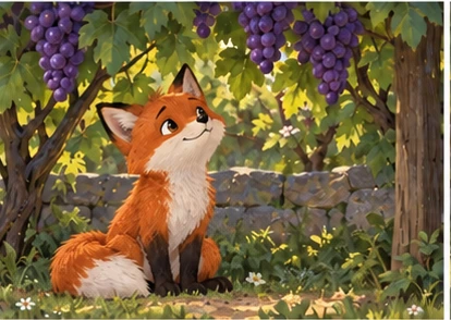 Fox sitting safely in shade beneath high trellis.
