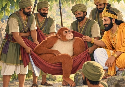 Guards lower bows and safely support the tired chief with a strong cloth.
