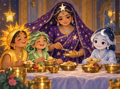 Star joins her three children and shares the saved food around their home table.